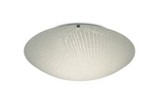 Tassa 18W LED Medium Flush Ceiling Light, 40cm Round, 4000K 1500lm CRI80, Random Line Pattern Glass With Polished Chrome Detail