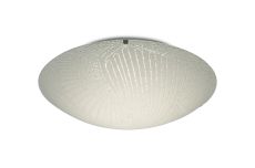 Tassa 18W LED Medium Flush Ceiling Light, 400mm Round, 4000K 1500lm CRI80, Random Line Pattern Glass With Polished Chrome Detail