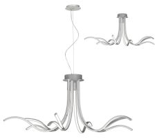 Corinto Ceiling 140cm, 80W LED, 3000K, 6400lm Dimmable, Silver Chrome, 3yrs Warranty