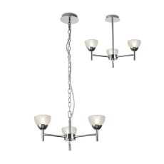 Avalon Ceiling 3 Light G9 Pendant/Semi Flush, Polished Chrome With Clear Prismatic Glass