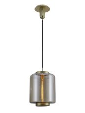 Jarras Pendant 30cm Round, 1 x E27 (Max 40W), Matt Gold / Cognac Glass
