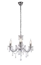 Floria 48cm Chandelier With Acrylic Sconce & Acrylic Droplets 3 Light E14 Polished Chrome Finish