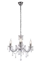 Floria Chandelier With Acrylic Sconce & Acrylic Droplets 3 Light E14 Polished Chrome Finish