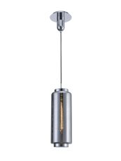 Jarras Pendant 20cm Round, 1 x E27 (Max 40W), Chrome/Ash Grey Glass, 1 Year Warranty