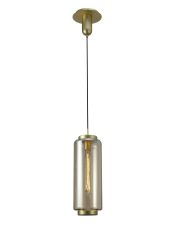 Jarras Pendant 20cm Round, 1 x E27 (Max 40W), Matt Gold/Cognac Glass, 1 Year Warranty