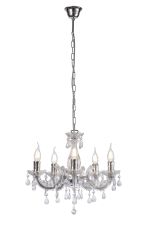 Floria 48cm Chandelier With Acrylic Sconce & Acrylic Droplets 5 Light E14 Polished Chrome Finish