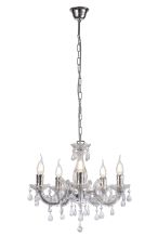 Floria Chandelier With Acrylic Sconce & Acrylic Droplets 5 Light E14 Polished Chrome Finish