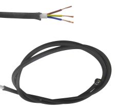 Cavo 1m Black Braided 3 Core 0.75mm Cable VDE Approved (qty ordered will be supplied as one continuous length)