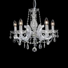 Gabrielle Chandelier With Glass Sconce & Glass Droplets 5 Light E14 Polished Chrome Finish