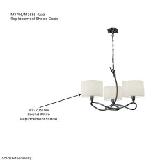 Lua Round White Shade For M3706/3686, 230mmx180mm