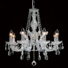 Gabrielle Chandelier With Acrylic Sconce & Glass Crystal Droplets 8 Light E14 Polished Chrome Finish