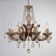 Gabrielle Chandelier With Acrylic Sconce & Glass Droplets 8 Light E14 Mink Finish