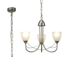 Cooper Ceiling 3 Light Pendant Convertible to Semi Flush E14 Satin Nickel/Opal Glass