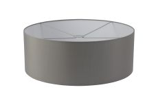 Sigma Round Cylinder, 600 x 220mm Faux Silk Fabric Shade, Grey/White Laminate