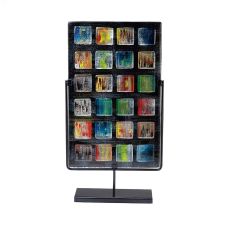 (DH) Orion Rectangular Glass Art Panel With Stand Black/Multi-Colour