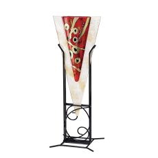 * (DH) Livia Glass Art Short Vase With Stand Red/French Gold/Black