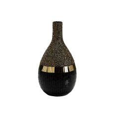 (DH) Mika Mosaic Vase Large Black/French Gold