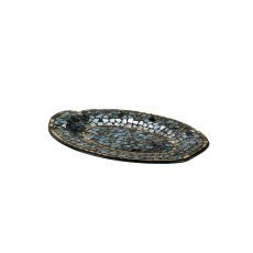 (DH) Addison Mosaic Platter Small Blue/Silver/French Gold