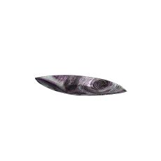 (DH) Elvira Glass Art Boat Platter Oval Small Silver/Black/Purple