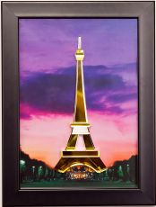 (DH) World Eiffel Tower, Black Frame Amber, Crystal