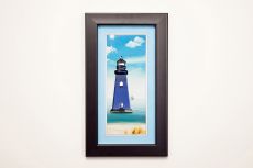 (DH) Aqua Lighthouse, Black Frame, Clear, Blue Crystal