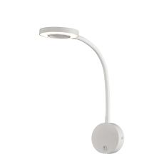 Boavista Switched Wall Lamp / Reader 1L 5W LED Ring Head, 3000K, 261lm, Round Base Matt White, 3yrs Warranty