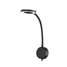 Boavista Switched Wall Lamp / Reader 1L 5W LED Ring Head, 3000K, 261lm, Round Base Matt Black, 3yrs Warranty