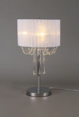 Freida Crystal Table Lamp With White Shade 3 Light E14 Polished Chrome