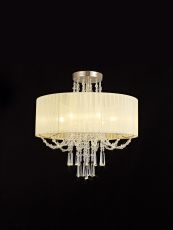 Freida 50cm Semi Flush With Ivory Cream Shade 6 Light E14 French Gold/Crystal