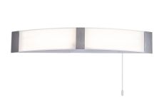 Aceto Bathroom Wall Lamp c/w Shaver Socket & Pull Switch, 1 x 10W LED, 4000K, 900lm, IP44, Polished Chrome, 3yrs Warranty