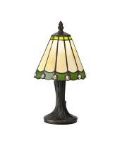Adolfo Tiffany Table Lamp, 1 x E14, Cream/Green/Clear Crystal Shade