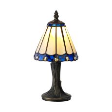 Adolfo Tiffany Table Lamp, 1 x E14, Cmozarella/Blue/Clear Crystal Shade