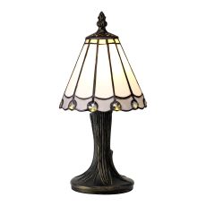 Adolfo Tiffany Table Lamp, 1 x E14, White/Grey/Clear Crystal Shade