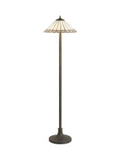 Adolfo 2 Light Stepped Design Floor Lamp E27 With 40cm Tiffany Shade, Grey/Cmozarella/Crystal/Aged Antique Brass