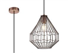 Aida Small Pendant, 1 x E27, Antique Copper/Black