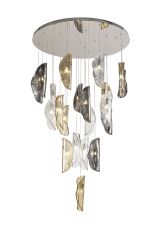 Alfonso 82cm Pendant 5m, 21 x G9, Polished Chrome/Clear & Amber & Smoked Glass Item Weight: 28.1kg