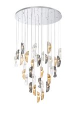Alfonso 120cm Pendant 6m, 32 x G9, Polished Chrome / Clear & Amber & Smoked Glass Item Weight: 64kg