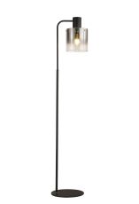 Brandroot Large Floor Lamp, 1 Light E27, Black / Smoke Fade Glass