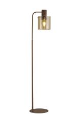 Brandroot Large Floor Lamp, 1 Light E27, Mocha / Amber Glass