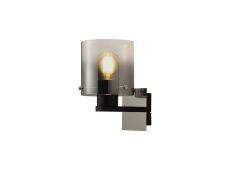 Nu Blok Wall Light, 1 Light Wall Light E27, Black/Smoke Fade Glass
