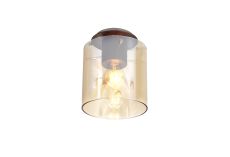 Nu Blok Round Ceiling Flush, 1 Light Flush Fitting E27, Mocha/Amber Fade Glass