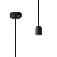 Briciole 1m Suspension Kit 1 Light Black/Black Braided Cable, E27 Max 60W, c/w Ceiling Bracket & Deeper Shade Ring