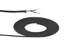 Briciole 1m Black Braided 2 Core 0.75mm Cable VDE Approved (qty ordered will be supplied as one continuous length)
