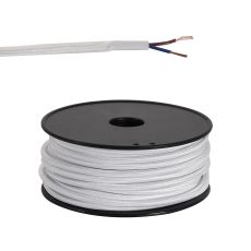 Briciole 25m Roll White Braided 2 Core 0.75mm Cable VDE Approved