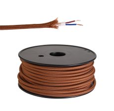 Briciole 25m Roll Red Brown Braided 2 Core 0.75mm Cable VDE Approved