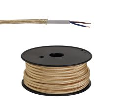 Briciole 25m Roll Gold Braided 2 Core 0.75mm Cable VDE Approved