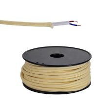 Briciole 25m Roll Beige Braided 2 Core 0.75mm Cable VDE Approved