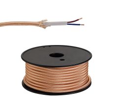 Briciole 25m Roll Rose Gold Braided 2 Core 0.75mm Cable VDE Approved