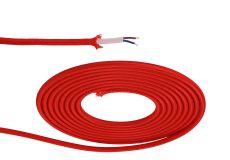 Briciole 1m Red Braided 2 Core 0.75mm Cable VDE Approved (qty ordered will be supplied as one continuous length)