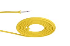 Briciole 1m Yellow Braided 2 Core 0.75mm Cable VDE Approved (qty ordered will be supplied as one continuous length)